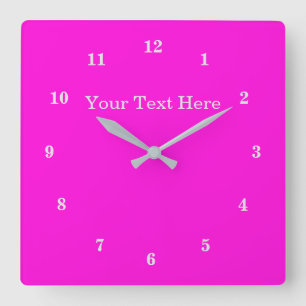 Beautiful Colours - Customisable - Pink Square Wall Clock