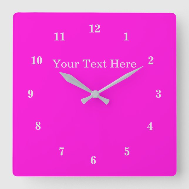 Beautiful Colours - Customisable - Pink Square Wall Clock (Front)