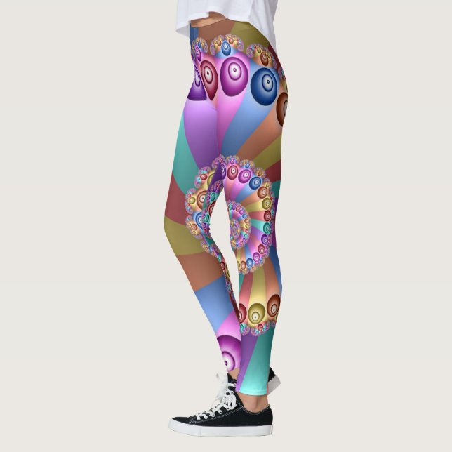 Beautiful Colours Modern Abstract Fractal Art Leggings (Left)