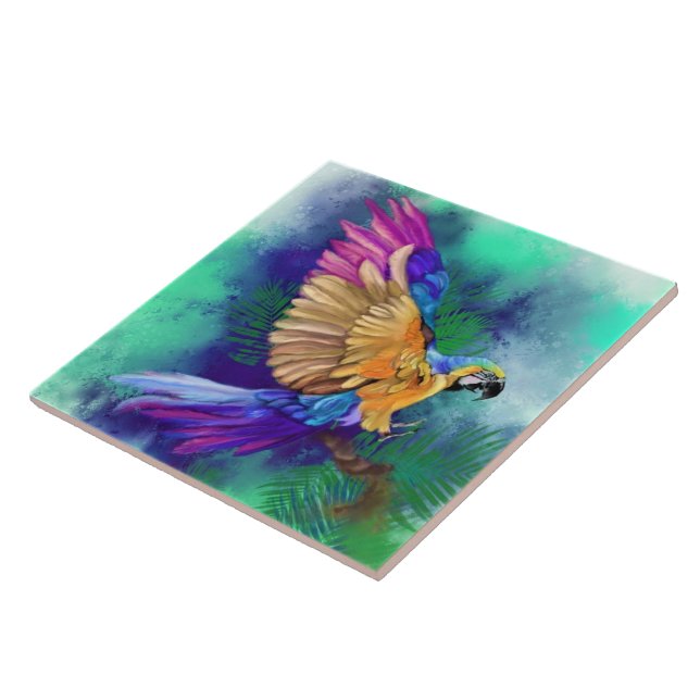 Beautiful Colours Parrot Ceramic Tile (Side)