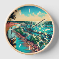Beautiful Comic Pop Art Style Beach Scene