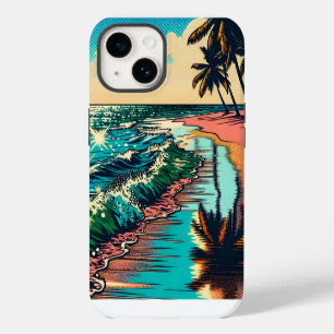 Beautiful Comic Pop Art Style Beach Scene iPhone 14 Case