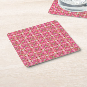 Beautiful complex pink pattern square paper coaster