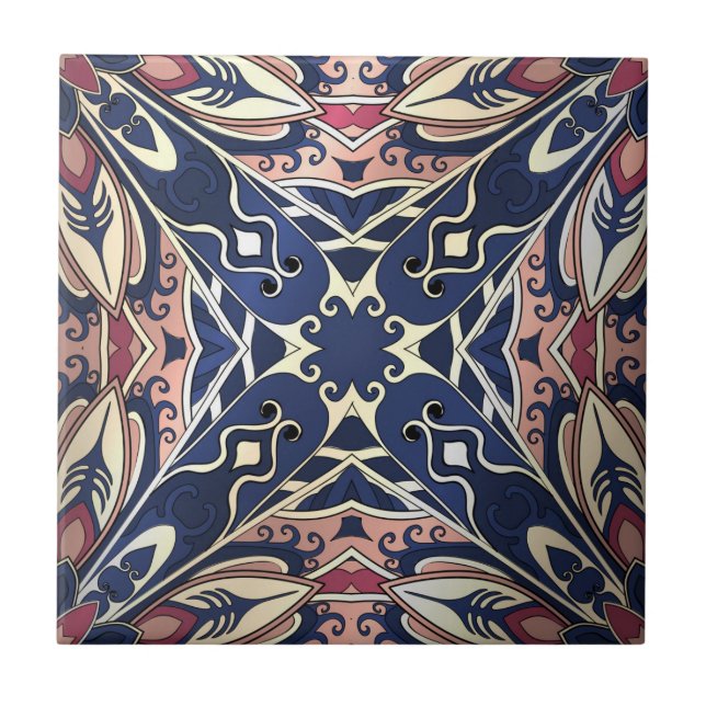 Beautiful complicated colourful ornament. tile (Front)