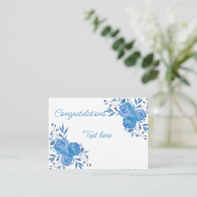 Beautiful  Congratulation Blue Rose  Card (Standing Front)