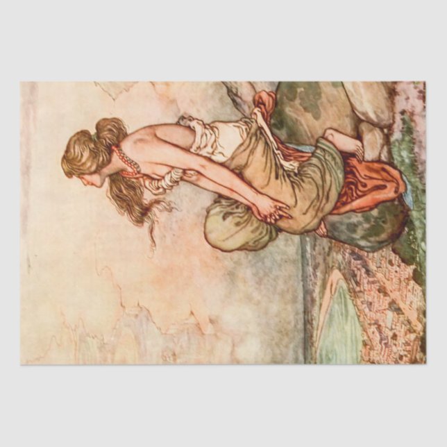 Beautiful Contemplative Lady Vintage Illustration Tissue Paper (Front)