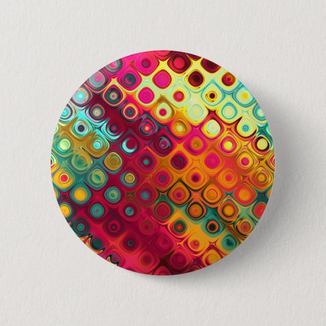 Beautiful cool abstract squares circles glass glow 6 cm round badge (Front)
