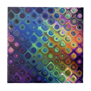 Beautiful cool abstract squares circles glass glow ceramic tile