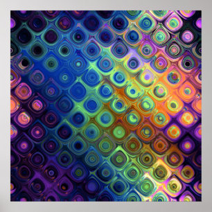 Beautiful cool abstract squares circles glass glow poster