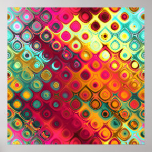 Beautiful cool abstract squares circles glass glow poster