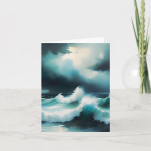 Beautiful cool Blue Ocean waves painting Card