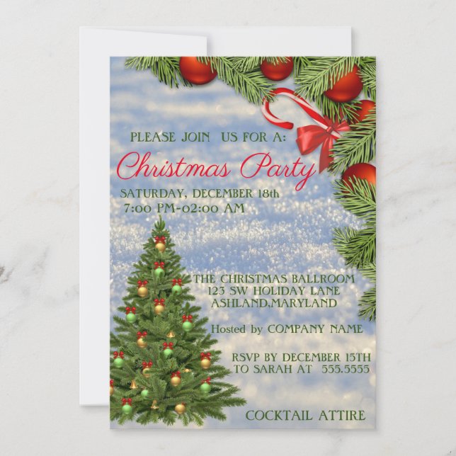 Beautiful Cool Christmas Tree Invitation (Front)