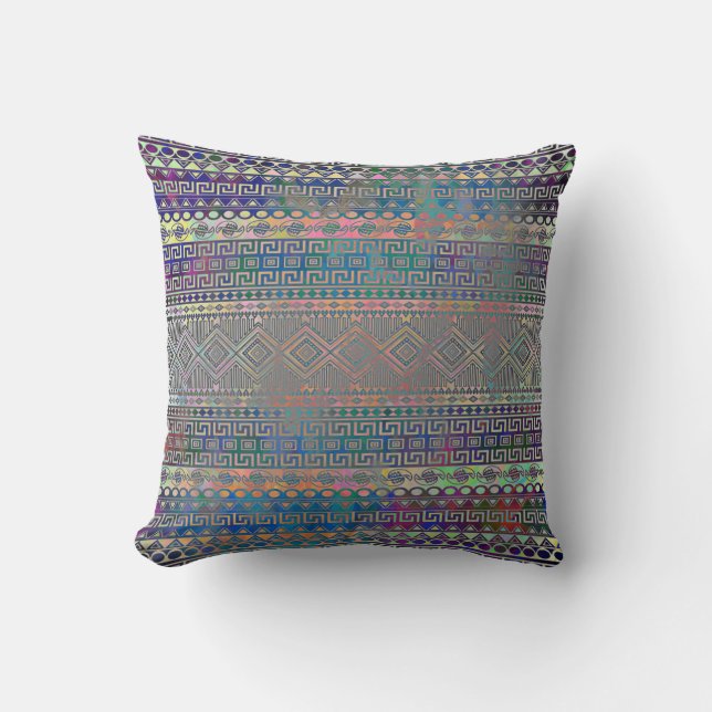Beautiful cool colourful Aztec geometric pattern Cushion (Front)
