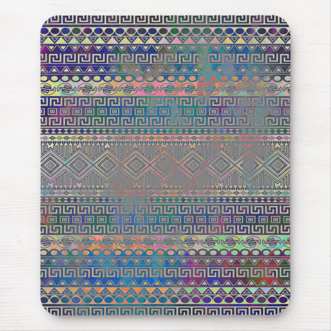 Beautiful cool colourful Aztec geometric pattern Mouse Pad (Front)