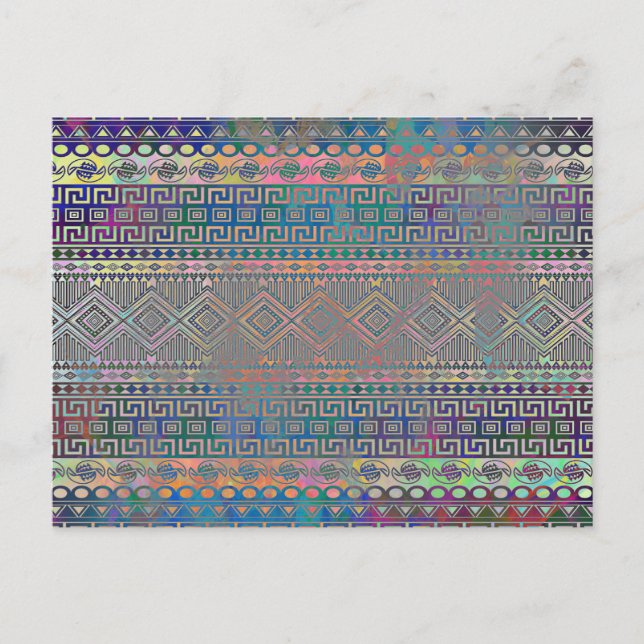 Beautiful cool colourful Aztec geometric pattern Postcard (Front)