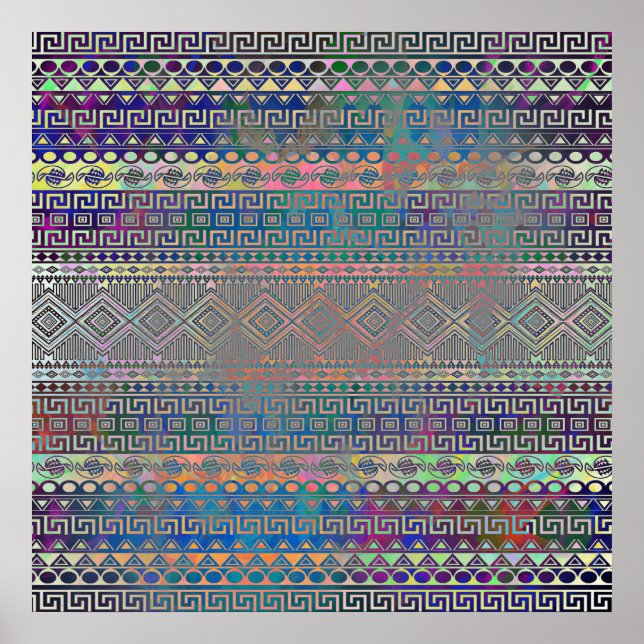 Beautiful cool colourful Aztec geometric pattern Poster (Front)