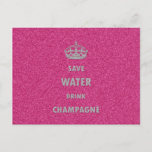 Beautiful cool girly save water drink champagne cr postcard (Front)