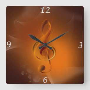Beautiful cool glowing fire colours effects music square wall clock