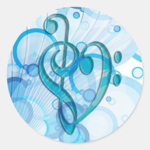 Beautiful cool music notes together as a heart classic round sticker