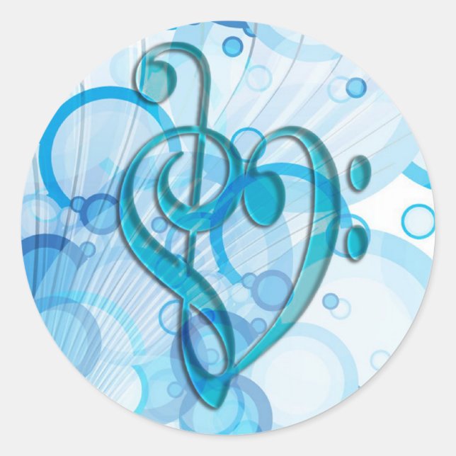 Beautiful cool music notes together as a heart classic round sticker (Front)