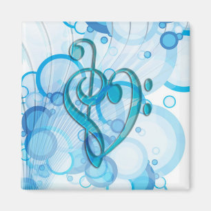Beautiful cool music notes together as a heart magnet