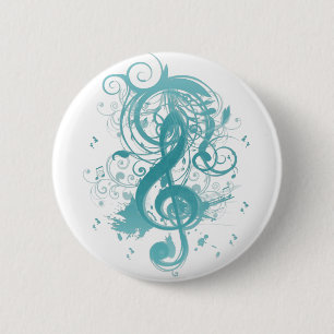 Beautiful cool music notes with splatter swirls 6 cm round badge