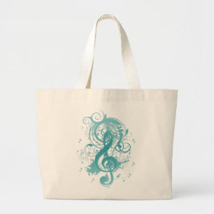 Beautiful cool music notes with splatter swirls large tote bag