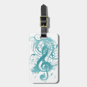 Beautiful cool music notes with splatter swirls luggage tag