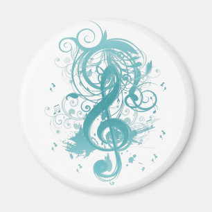 Beautiful cool music notes with splatter swirls magnet