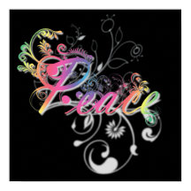 Beautiful cool Peace word colourful swirls