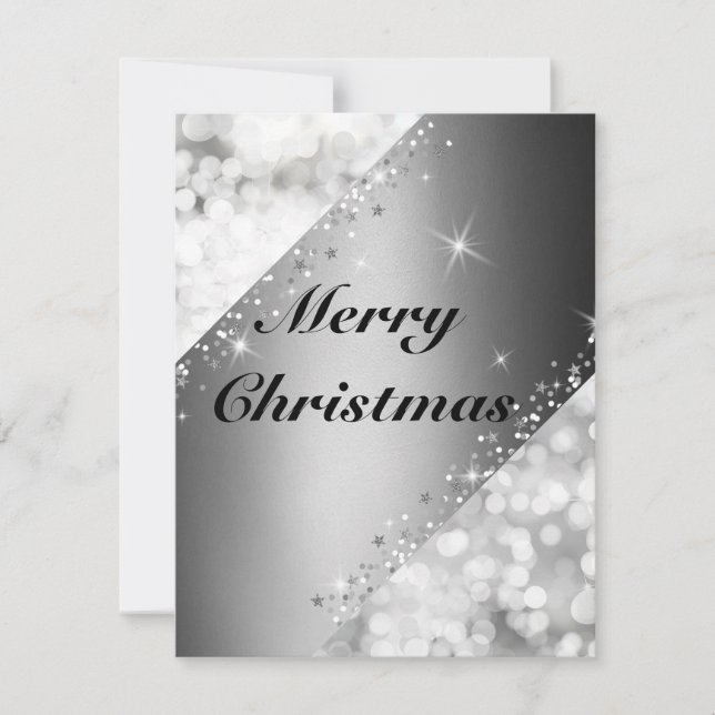 Beautiful, Cool, Perfect Silver Sparkly  Holiday Card (Front)