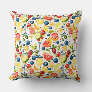 Beautiful cool print with cocktails and fruits Cushion