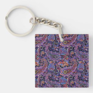 Beautiful, Cool Puprle Lavender Paisley Design Key Ring