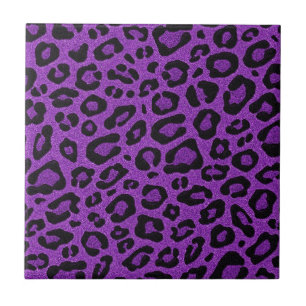 Beautiful cool purple leopard skin glitter effects ceramic tile
