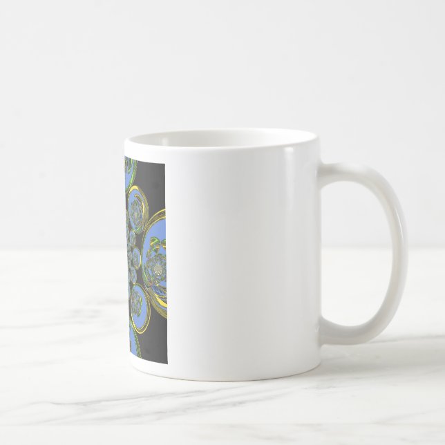 Beautiful cool royal blue black Kaleidoscope  art Coffee Mug (Right)