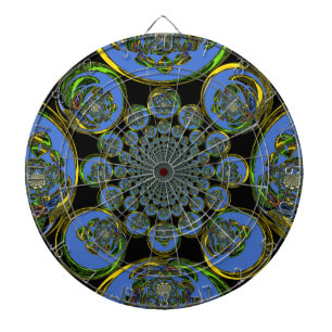 Beautiful cool royal blue black Kaleidoscope art Dartboard