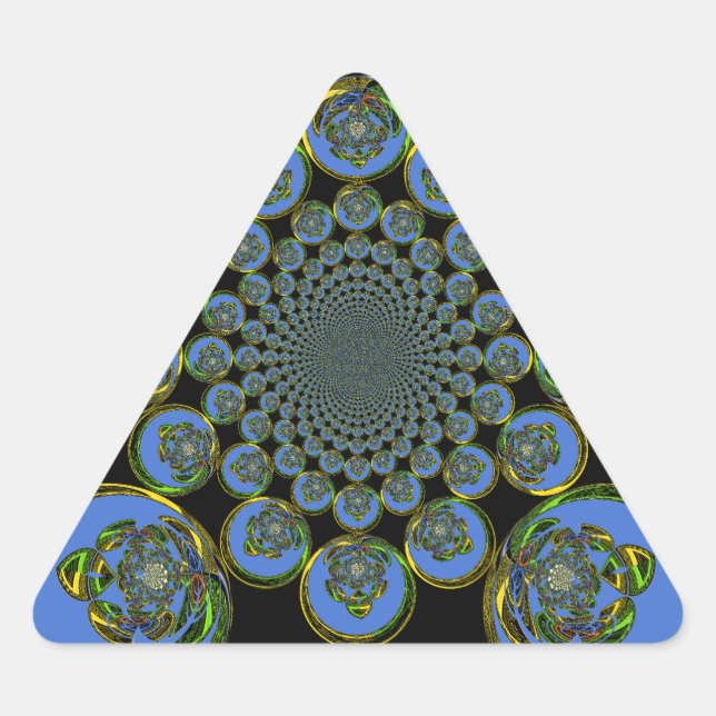 Beautiful cool royal blue black Kaleidoscope  art Triangle Sticker (Front)