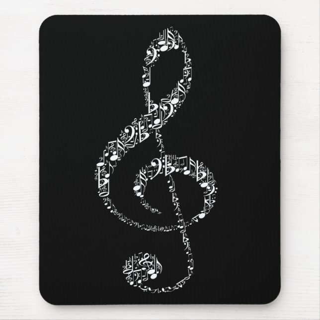 Beautiful cool white music notes mouse pad (Front)