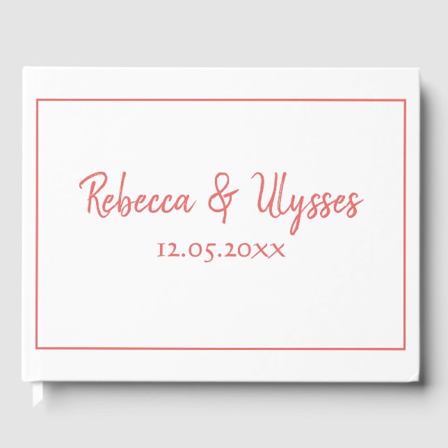 Beautiful Coral and White Guest Book (Front)