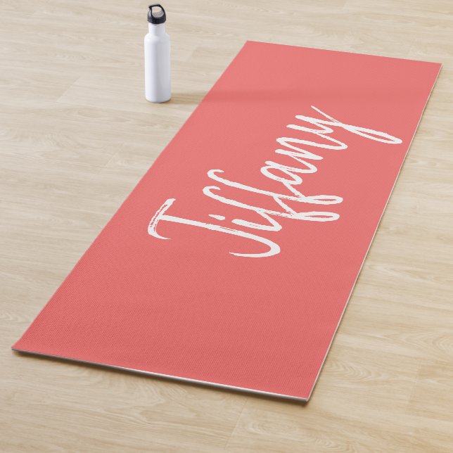 Beautiful Coral and White Yoga Mat (In Situ)