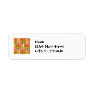 Beautiful Coral Peach Green Yellow Spring Floral Return Address Label