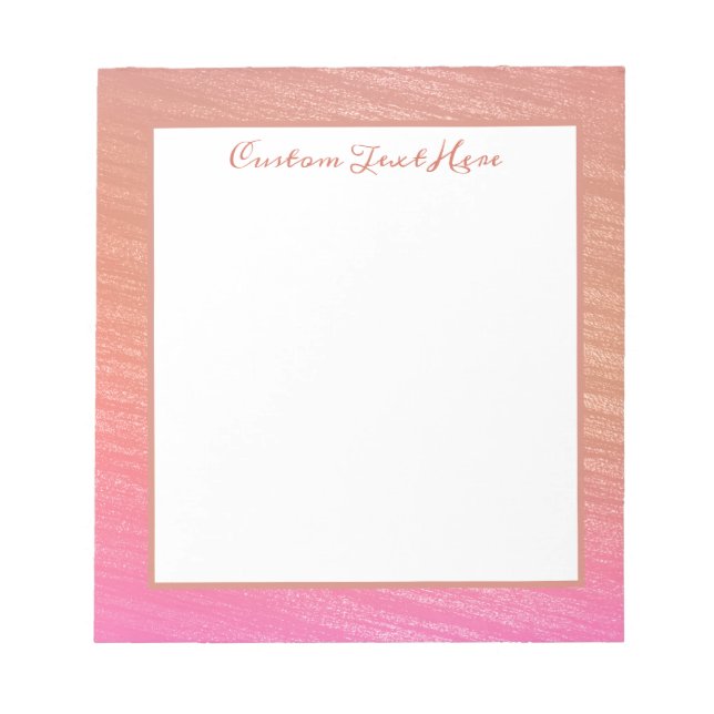 Beautiful Coral Pink Brush Pattern Personalised Notepad (Front)