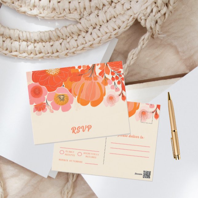 Beautiful Coral Pink Poppy Flower RSVP  Postcard (Creator Uploaded)