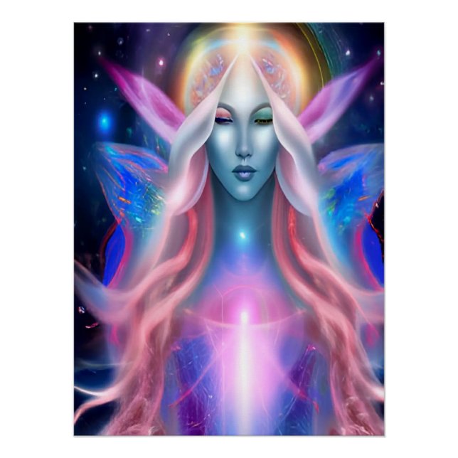 Beautiful Cosmic Angel Goddess Glossy Poster (Front)