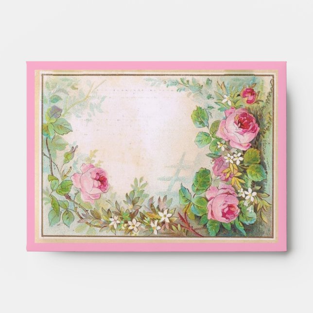 Beautiful Country Chic Roses Custom Envelopes (Front)