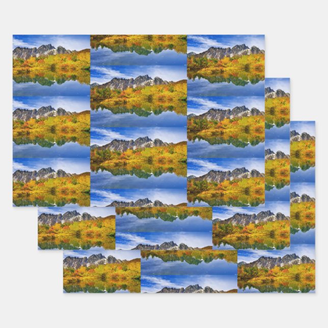 Beautiful Country Lake Photograph Pattern Wrapping Paper Sheet (Set)