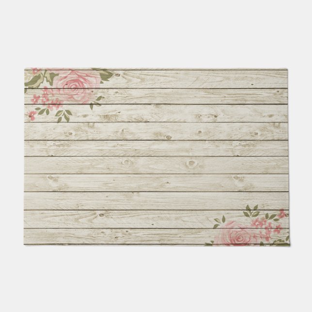 Beautiful Country Shabby Chic Rustic Wood Doormat (Front)