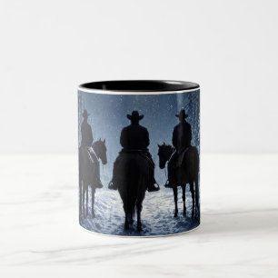 Beautiful Country Western Cowboys Christmas Night Two-Tone Coffee Mug