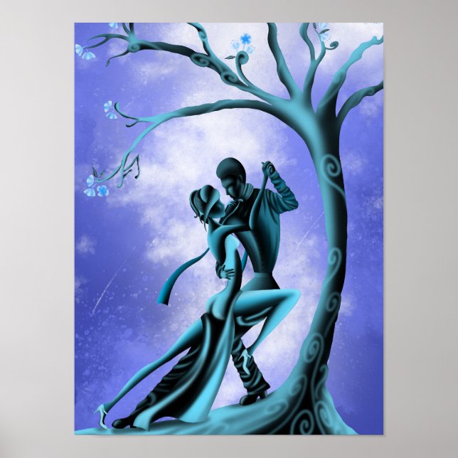Beautiful Couple Dance Tango in Moonlight  Poster (Front)