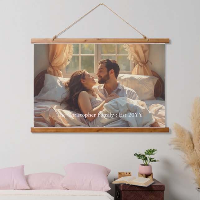 Beautiful Couple Image & Custom Text Hanging Tapestry (Bedroom)